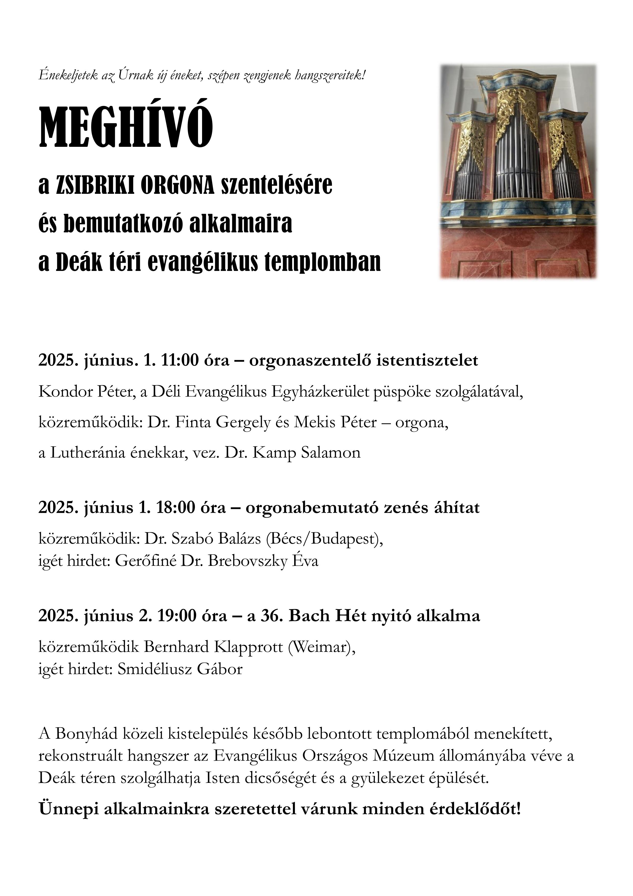 Zsibriki orgona szentelése